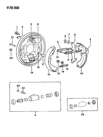 1991 Dodge Colt Brake, Rear Drum Diagram 1 - Thumbnail