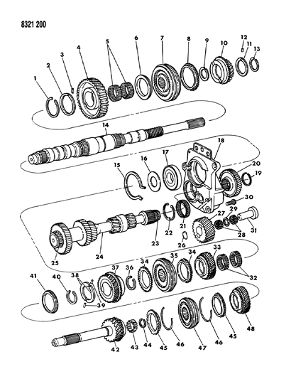 1989 Dodge D150 Gear Train, Overdrive Diagram