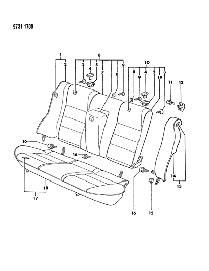 1989 Dodge Colt Rear Seat Diagram 2 - Thumbnail