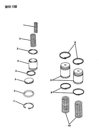1990 Chrysler New Yorker Base Model Accumulator Piston & Spring Diagram