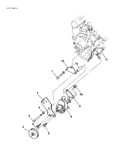 1984 Dodge Ram Wagon Pump Mounting - Power Steering Diagram 1 - Thumbnail