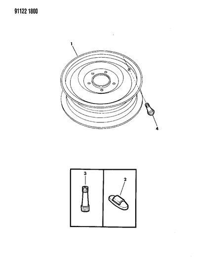 1991 Chrysler LeBaron GTC Wheel Miscellaneous Diagram