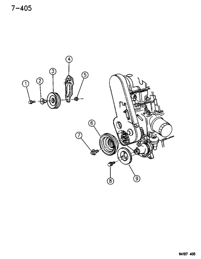 1994 Dodge Shadow Drive Pulleys Diagram 1 - Thumbnail