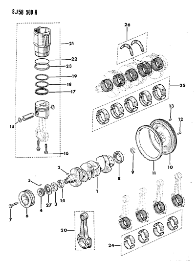 1987 Jeep Comanche Crankshaft & Piston Diagram 1 - Thumbnail