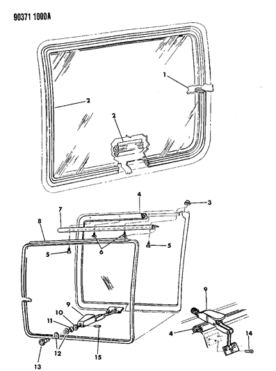 1993 Dodge Ram Wagon Glass & Weatherstrips of Body - Doors And Related Parts Diagram