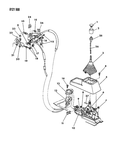 1988 Dodge Grand Caravan Ring Package, Gearshift Lever Pull - Up, Pull-Up Ring Diagram for 4443404