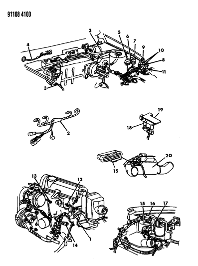 1991 Chrysler LeBaron Sedan Wiring - Engine - Front End & Related Parts Diagram