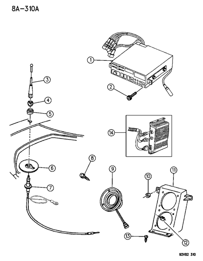 1996 Dodge Viper Bracket Amplifier Retainer Diagram for 4848139