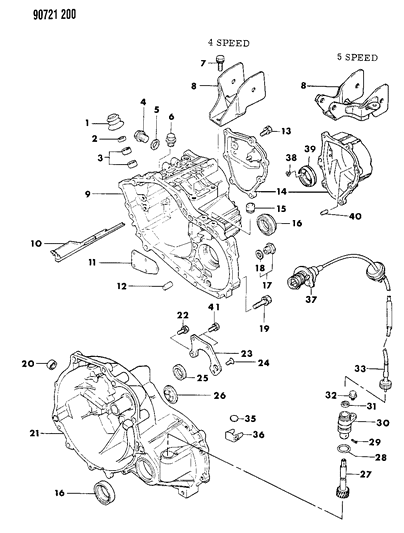 1990 Dodge Colt Case & Miscellaneous Parts of Manual Transmission Diagram
