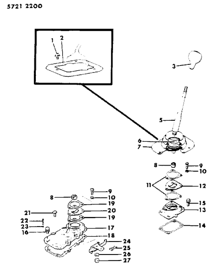 1985 Dodge Ram 50 Controls, Gearshift of Manual Transmission Diagram 1 - Thumbnail