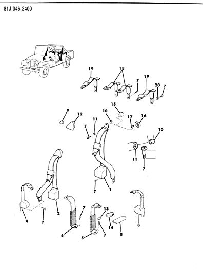 1985 Jeep Wrangler Bolt, Buckle Half Mounting Diagram for J4006366