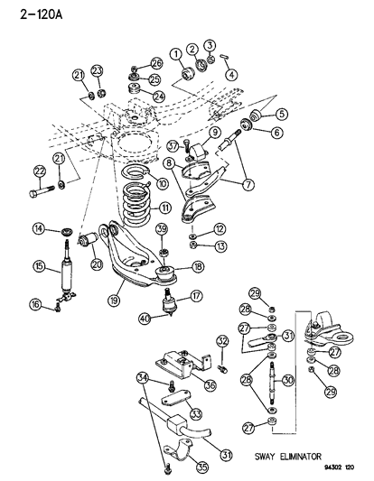 1995 Dodge Ram Van Lower Control Arm Bushing, Front Diagram for 52007092