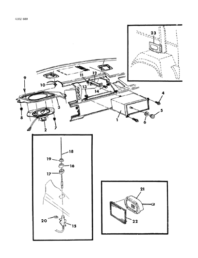 1984 Dodge Ram Van Bracket, Rear Speaker Mounting Diagram for 4216823