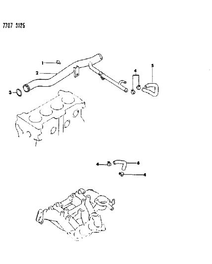 1988 Dodge Colt Water Hose & Pipe Diagram 3 - Thumbnail
