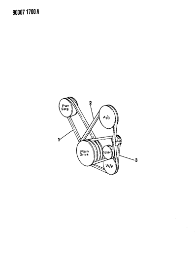 1990 Dodge Dakota Power Steering Belt Diagram for B0013426