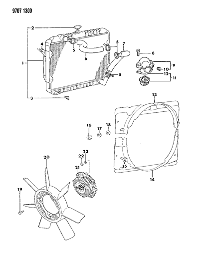 1989 Dodge Ram 50 Radiator & Related Parts Diagram 2 - Thumbnail