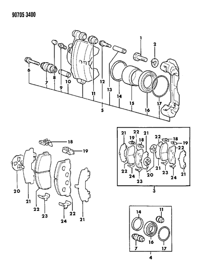 1990 Dodge Colt Front Brakes Diagram 1 - Thumbnail