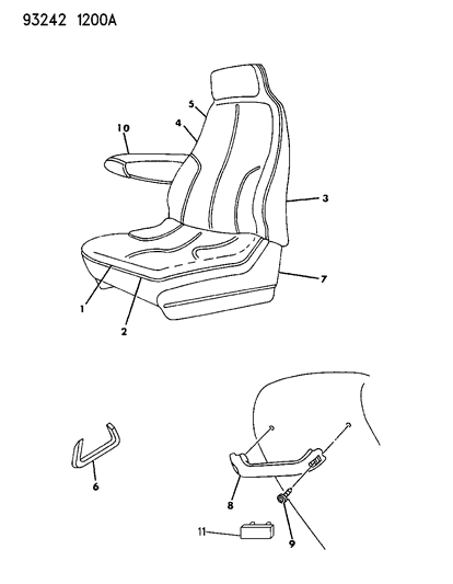 1993 Dodge Caravan Front Seat Diagram 2 - Thumbnail