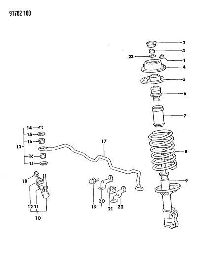 1991 Dodge Colt Suspension - Front Diagram 1 - Thumbnail
