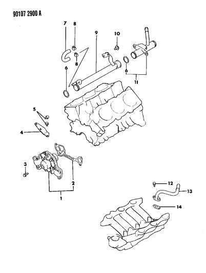 1990 Chrysler LeBaron GTC Water Pump & Related Parts Diagram 2 - Thumbnail