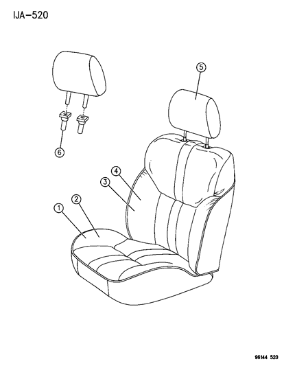 1996 Chrysler Cirrus Front Seat Diagram 1 - Thumbnail
