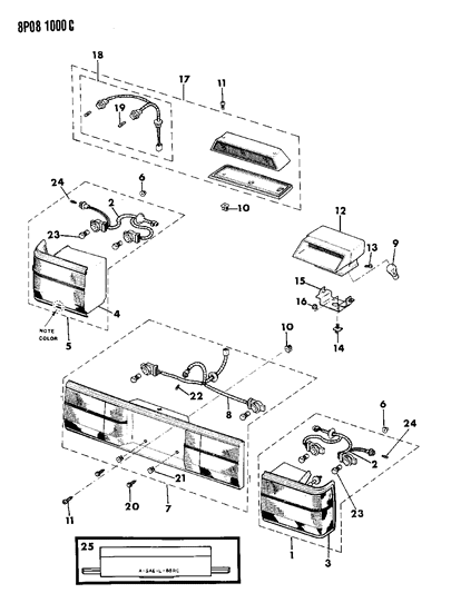 1992 Dodge Monaco Backup Lamp Assembly Diagram for 36001900