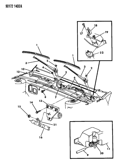 1990 Chrysler Imperial Wiper Pivot Diagram for 4389387