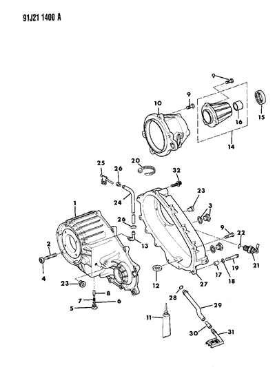 1992 Jeep Comanche Case, Extension & Miscellaneous Parts of Manual Transmission & Transfer Case Diagram 3 - Thumbnail