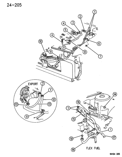 1994 Chrysler LeBaron Sedan Plumbing - A/C & Heater Diagram 1 - Thumbnail