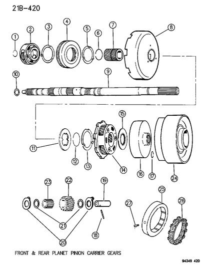 1994 Dodge Ram Wagon Gear Train & Output Shaft Diagram 2 - Thumbnail