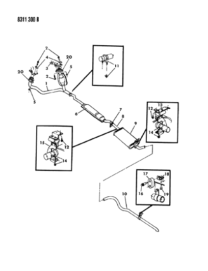 1988 Dodge Dakota Catalytic Converter Diagram for E0055106