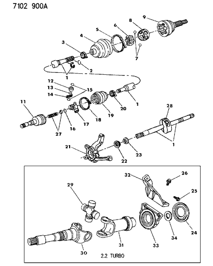 1987 Dodge Daytona CV Joints, Outer Diagram for 5212696