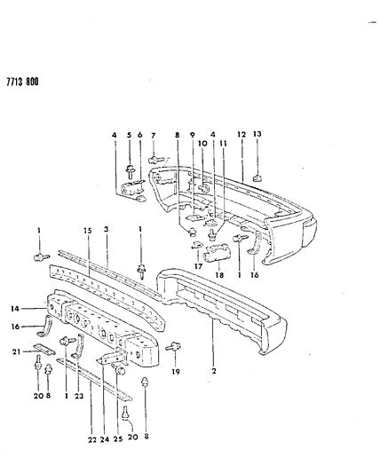1987 Dodge Colt Bumper, Rear Diagram 1 - Thumbnail