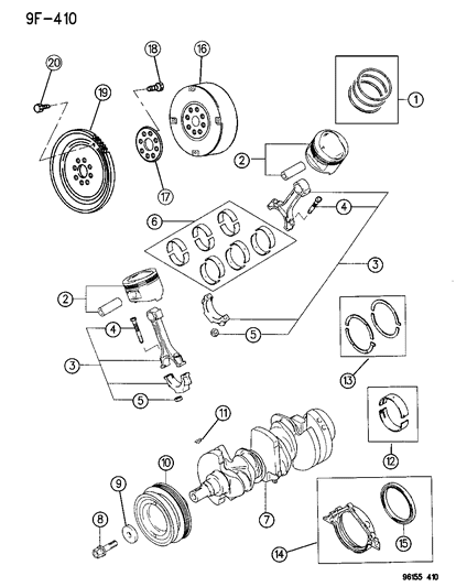 1996 Chrysler Cirrus Crankshaft , Piston & Torque Converter Diagram 4 - Thumbnail