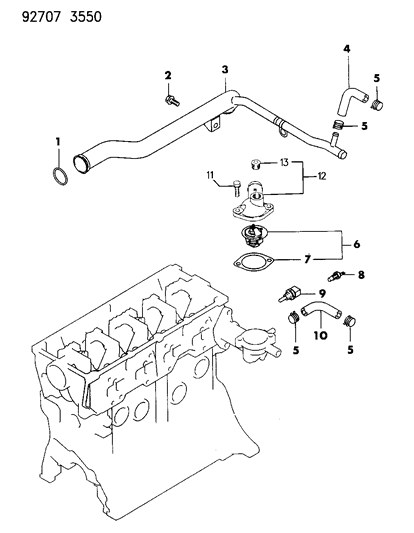 1994 Dodge Colt Water Hose & Pipe Diagram 1 - Thumbnail