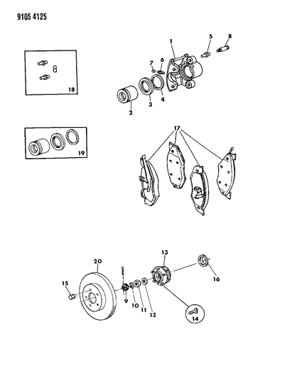 1989 Dodge Caravan Brakes, Front Diagram 2 - Thumbnail