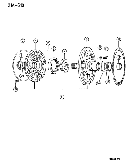 1994 Dodge Ram Wagon Oil Pump With Reaction Shaft Diagram 1 - Thumbnail