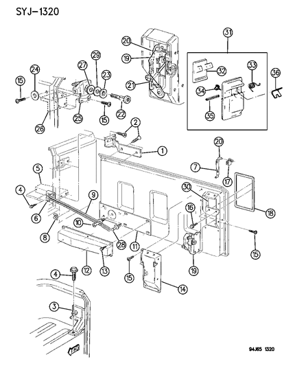 1995 Jeep Wrangler Handle, Black, Outer Passenger Side Diagram for 55008902