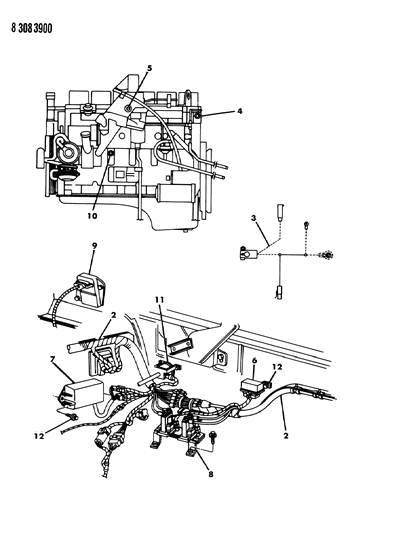 1989 Dodge D150 Wiring - Engine - Front End & Related Parts Diagram 3 - Thumbnail