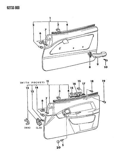 1992 Dodge Colt Trim Panel Assembly Retainer Diagram for MB851006