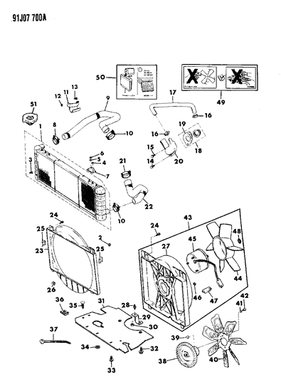 1991 Jeep Comanche Radiator & Related Parts Diagram 2 - Thumbnail