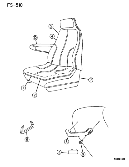 1994 Dodge Caravan Front Seat Diagram 2 - Thumbnail