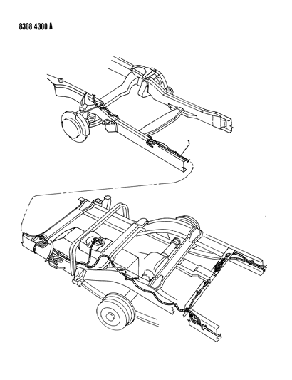 1988 Dodge Dakota Wiring, Step Bumper (License) Diagram for 4432536