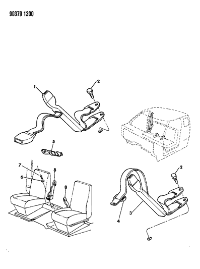 1991 Dodge Ramcharger Belt, Front Inner Diagram for L756JS8