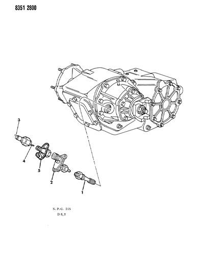 1989 Dodge D150 Cable, Speedometer With Pinion And Adapter of Automatic Transmission Diagram 2 - Thumbnail