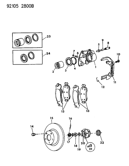 1992 Dodge Grand Caravan Brakes, Front Diagram 1 - Thumbnail