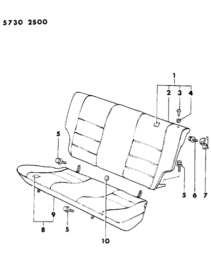 1985 Dodge Colt Rear Seat Diagram 1 - Thumbnail