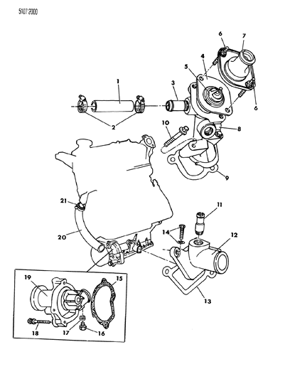 1985 Chrysler Executive Limousine Water Pump & Related Parts Diagram 1 - Thumbnail