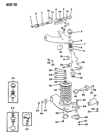 1990 Dodge Ram 50 Suspension - Front Diagram 2 - Thumbnail