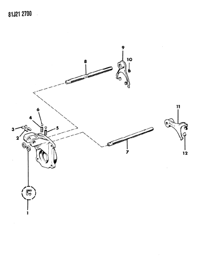 1986 Jeep Comanche Shift Forks, Rails And Shafts Diagram 2 - Thumbnail